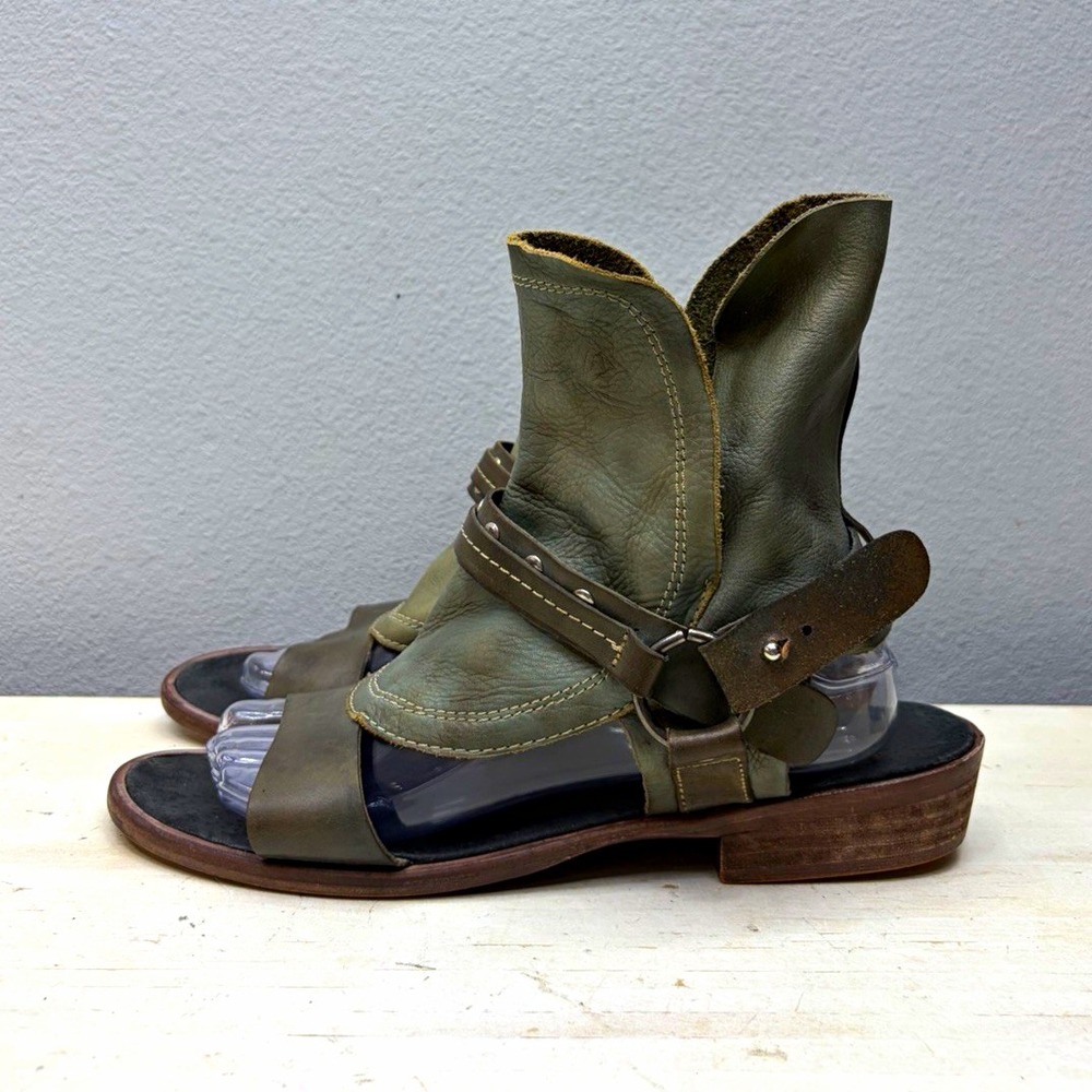 Free People Green Leather Everything Wemt West Gladiator Sandals Size 41